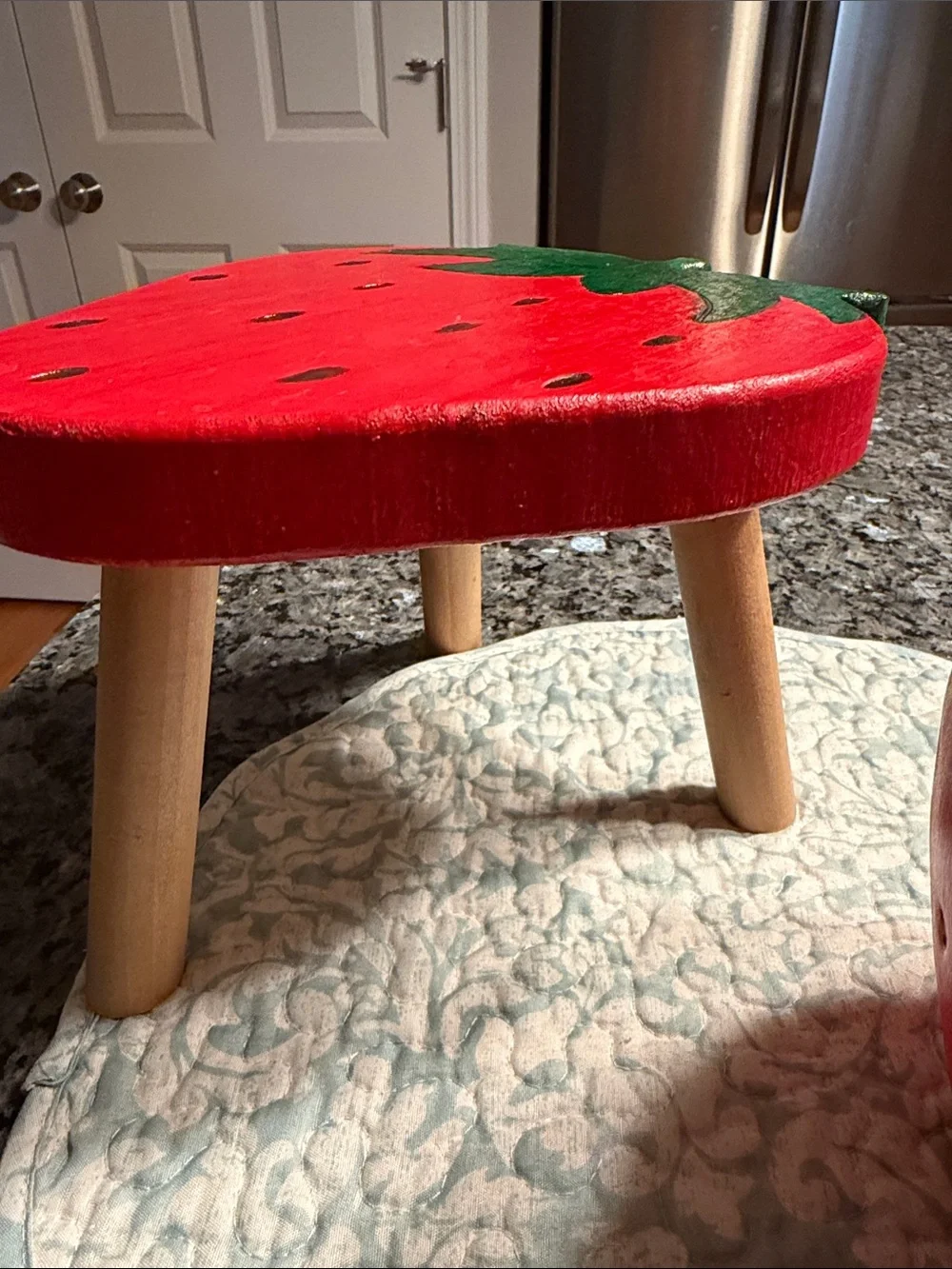 Strawberry Ceramic Planter and strawberry stool Set - Red & Green